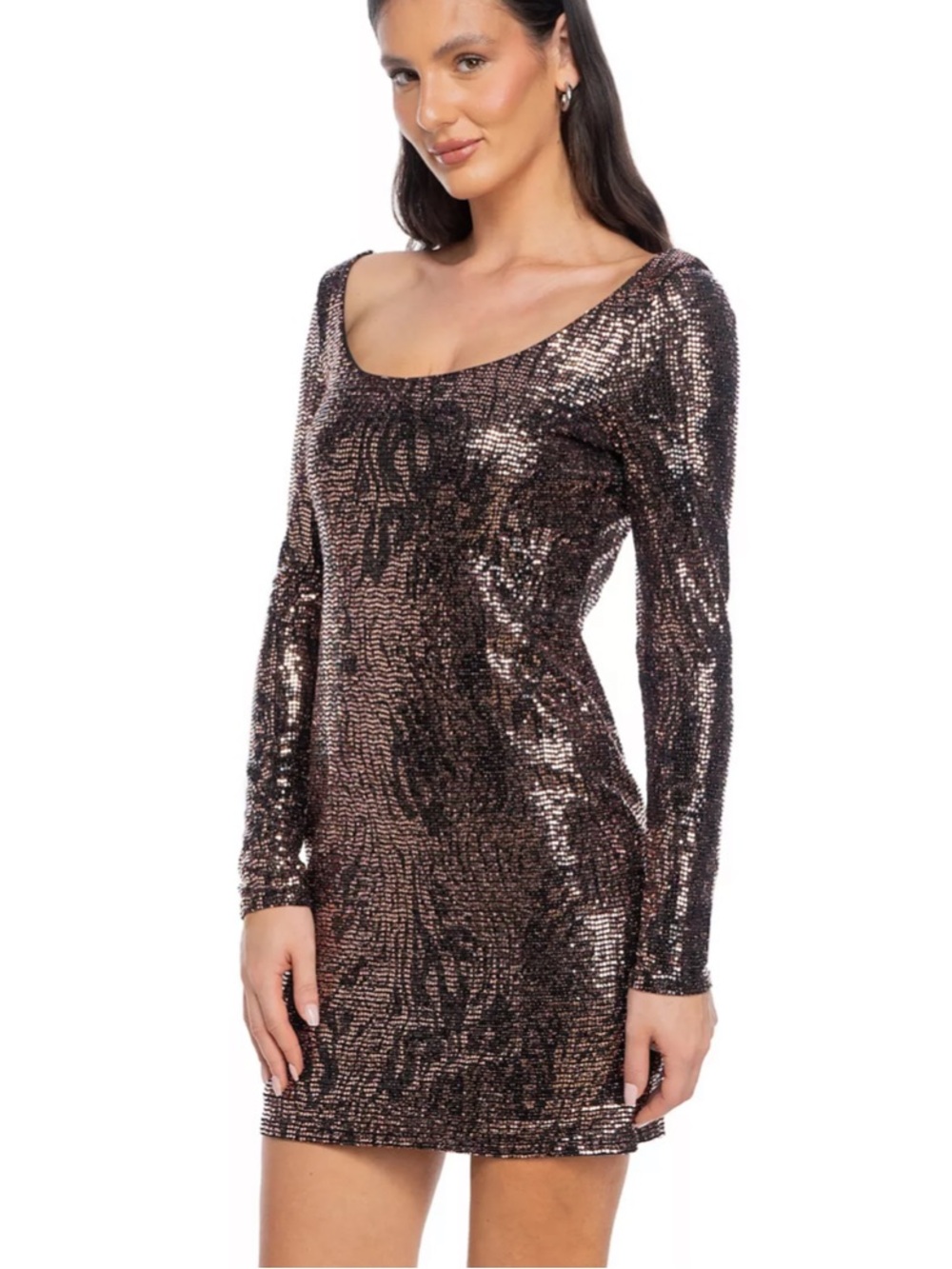 Jump Apparel Stretch Sequin Square Neck